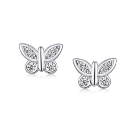 Boucles d'oreilles pour femme en argent 925, cubic zirconium, papillons - L578E - Legend