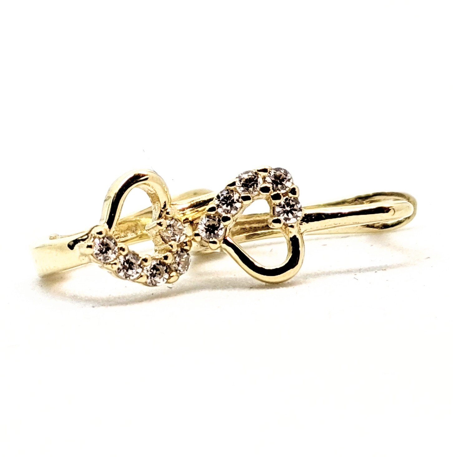 Boucles d'oreilles en or 10K, coeurs, zircons