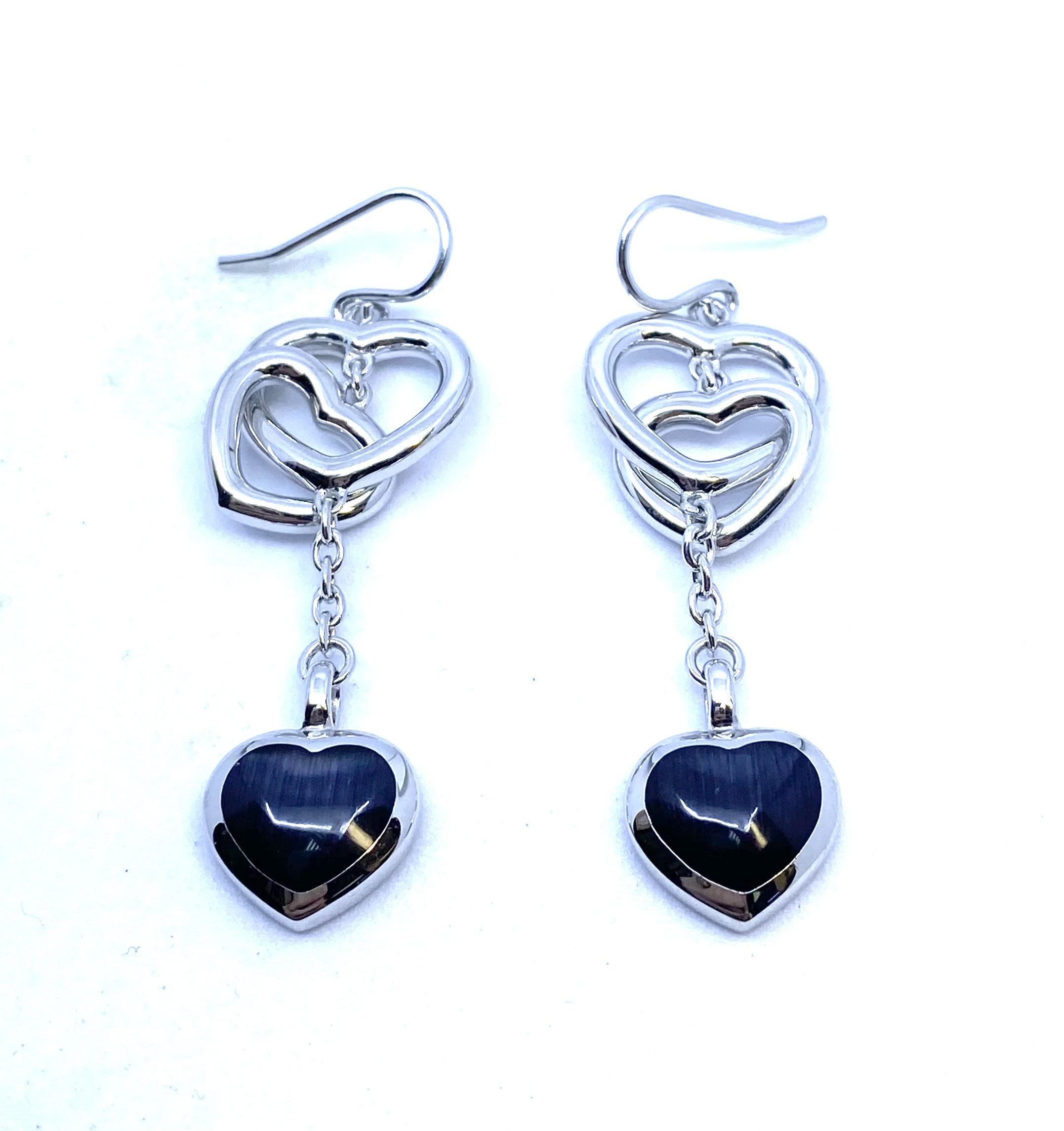 Boucles d'oreilles pour femme en argent 925, coeurs