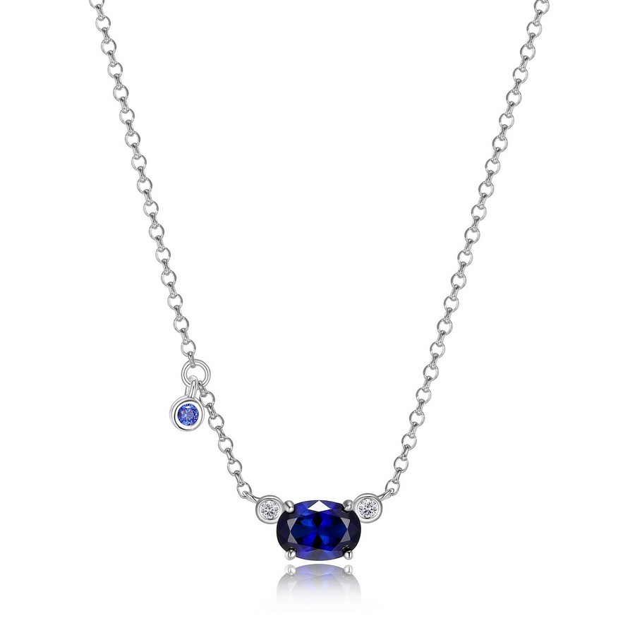 Pendentif pour femme en argent 925, diamants fabriqués en laboratoire, imitation de saphir