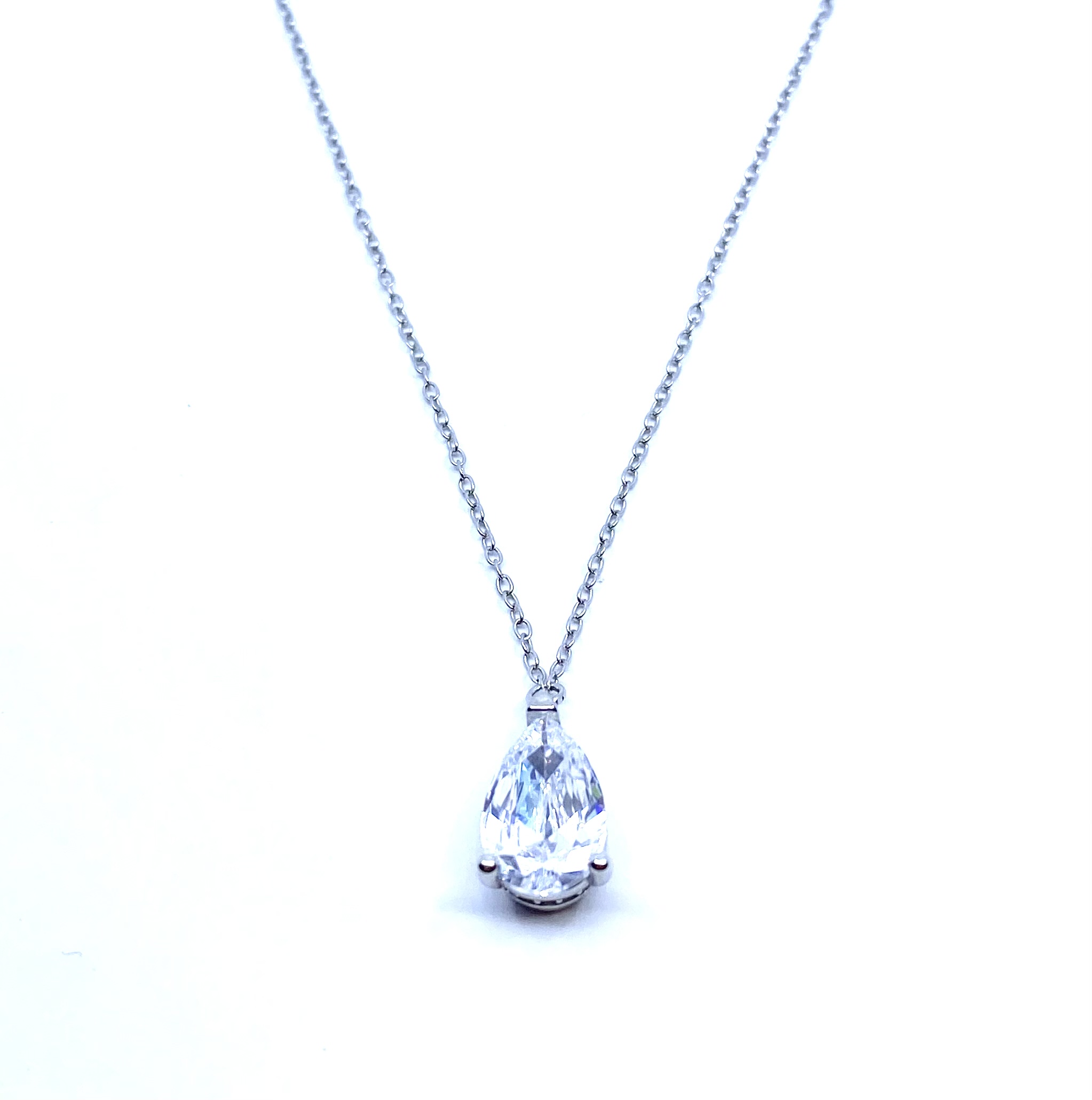 Pendentif pour femme en argent 925, zircon coupe poire