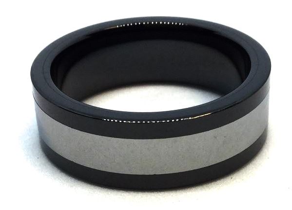 Bague stainless, bande argent