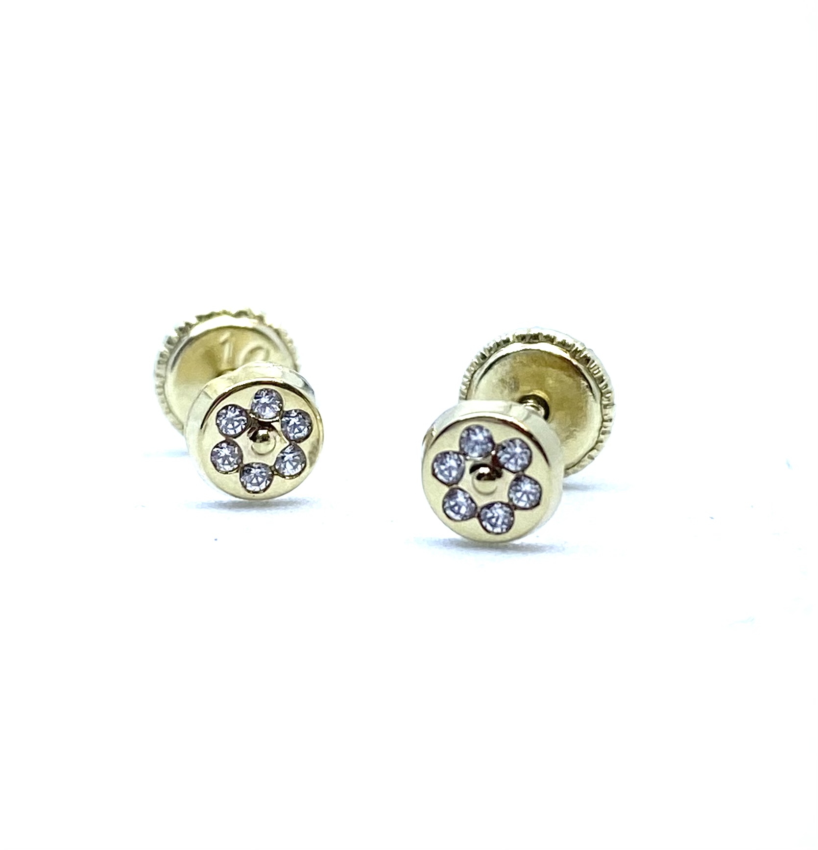 Boucles d'oreilles vissées pour enfant en or 10k, cubic zirconium