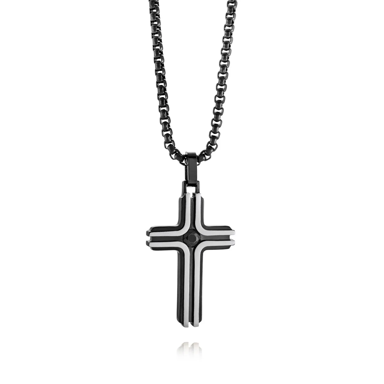Pendentif pour homme en stainless, cubic zirconium, croix - SC186 - Italgem