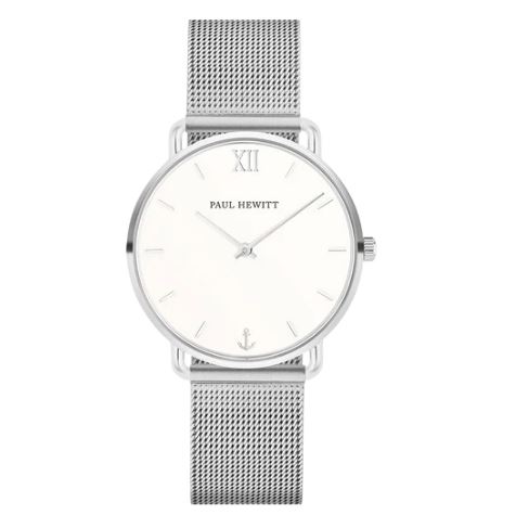 Montre en stainless, bracelet de mèche, verre saphir, 5ATM, 33mm