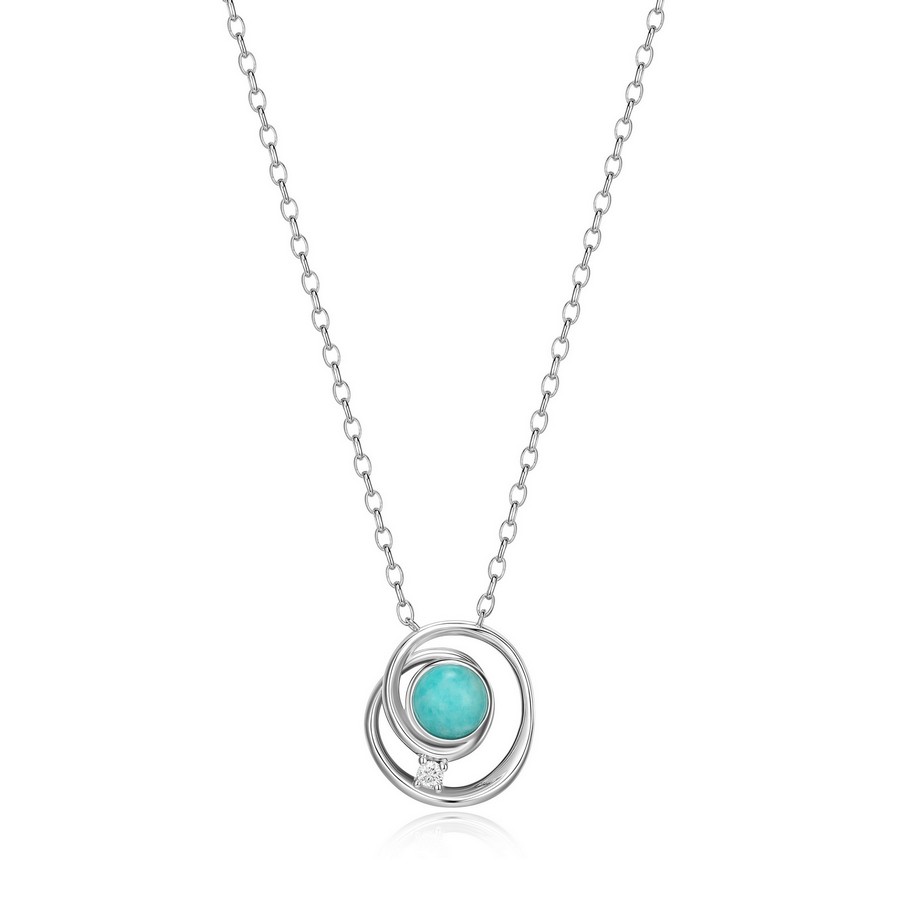 Pendentif pour femme en argent 925, amazonite, moissanite - R0LBW1GU46 - ELLE