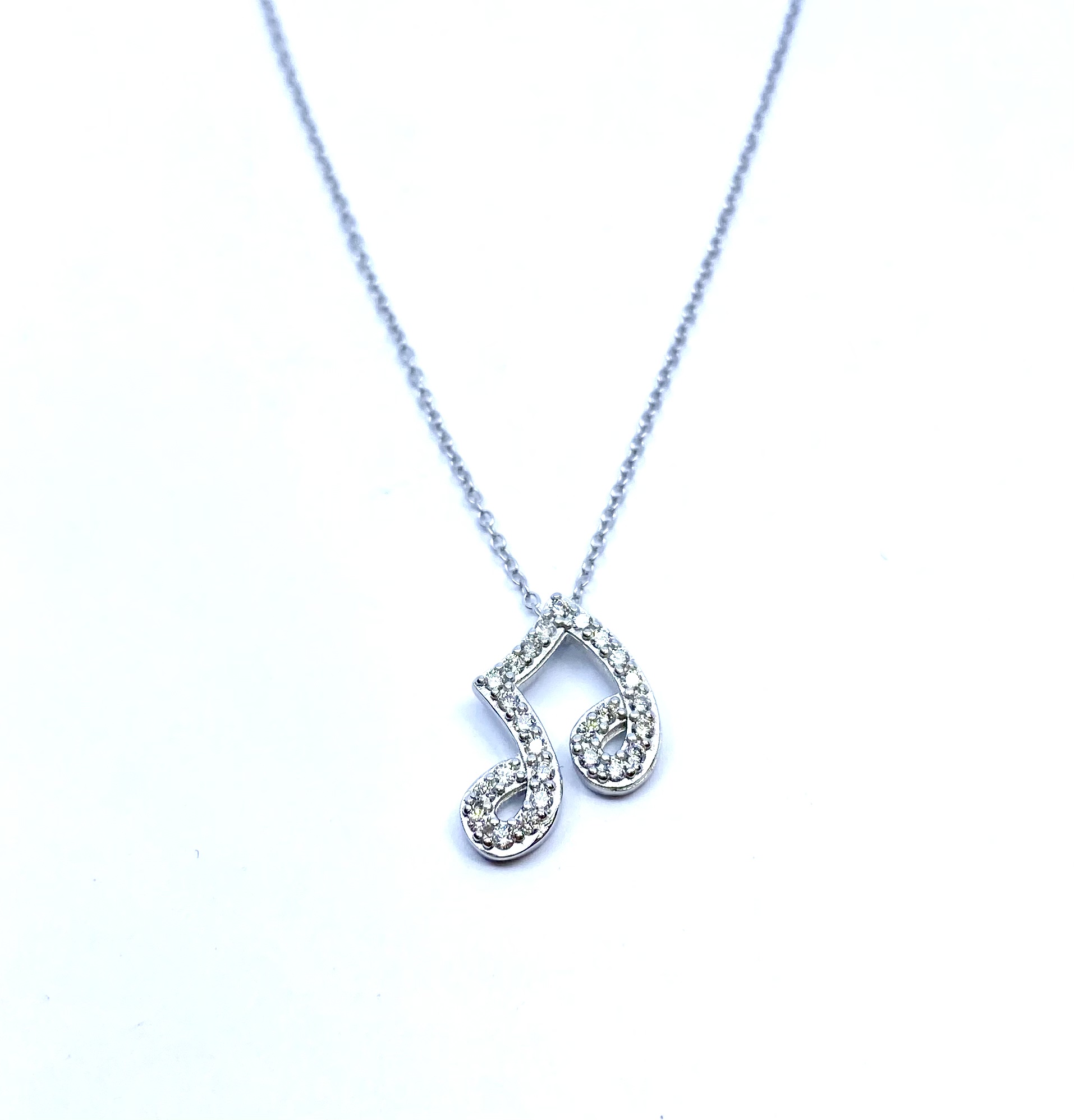 Pendentif pour femme en argent 925, zircons, note de musique