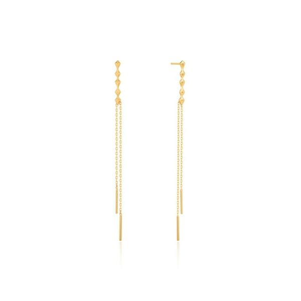 Boucles d'oreilles argent 925, 5 losanges, 2 chainettes