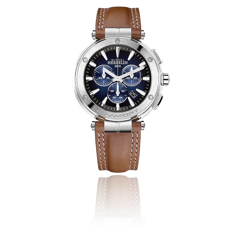 Montre cuir et stainless de haute qualité, newport, chrono