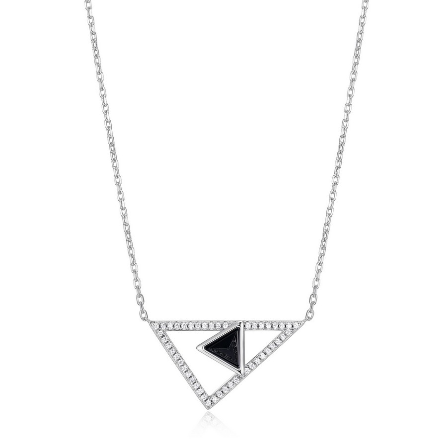 Pendentif pour femme en argent 925, zircons, agathe noire