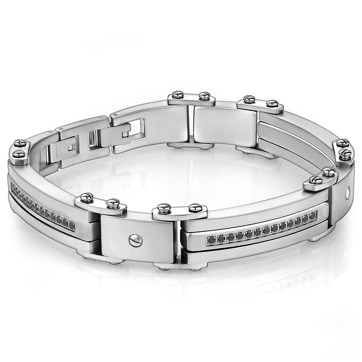 Bracelet pour homme en stainless, zircons