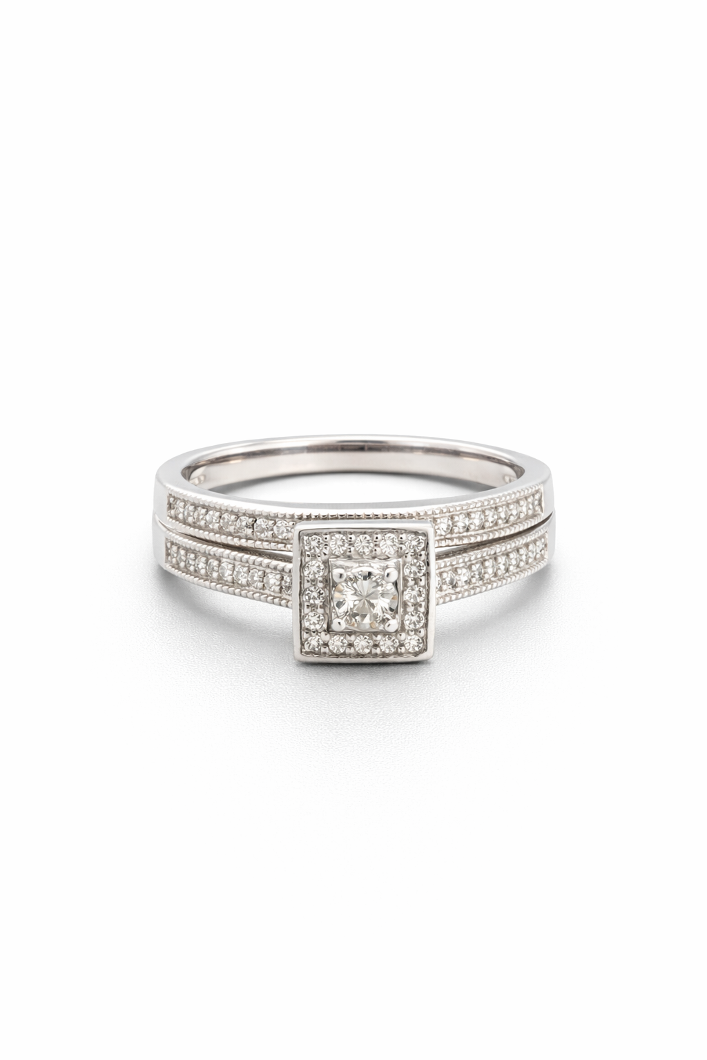 Ensemble et bague et jonc pour femme en or 10k, 0.25 carat de diamants naturels, coeur - SKR23364 - SK