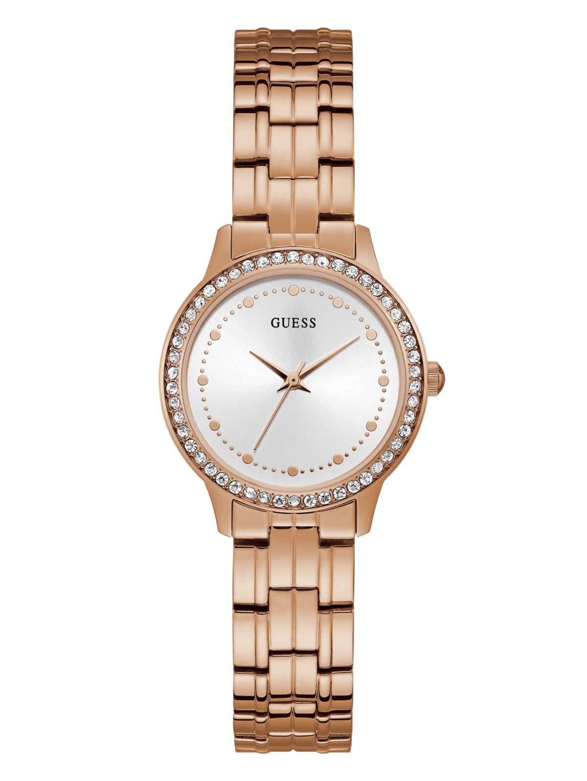 Montre stainless, cadran entouré de pierres