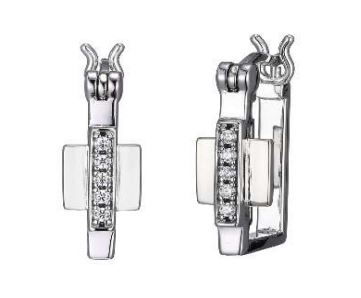 Boucles d'oreilles argent 925, 10 pierres, fourchette