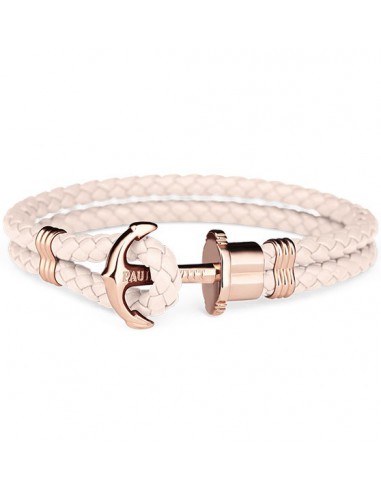 Bracelet cuir / stainless double, ancre