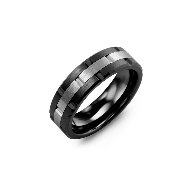 Bague pour homme en céramique et tungstène