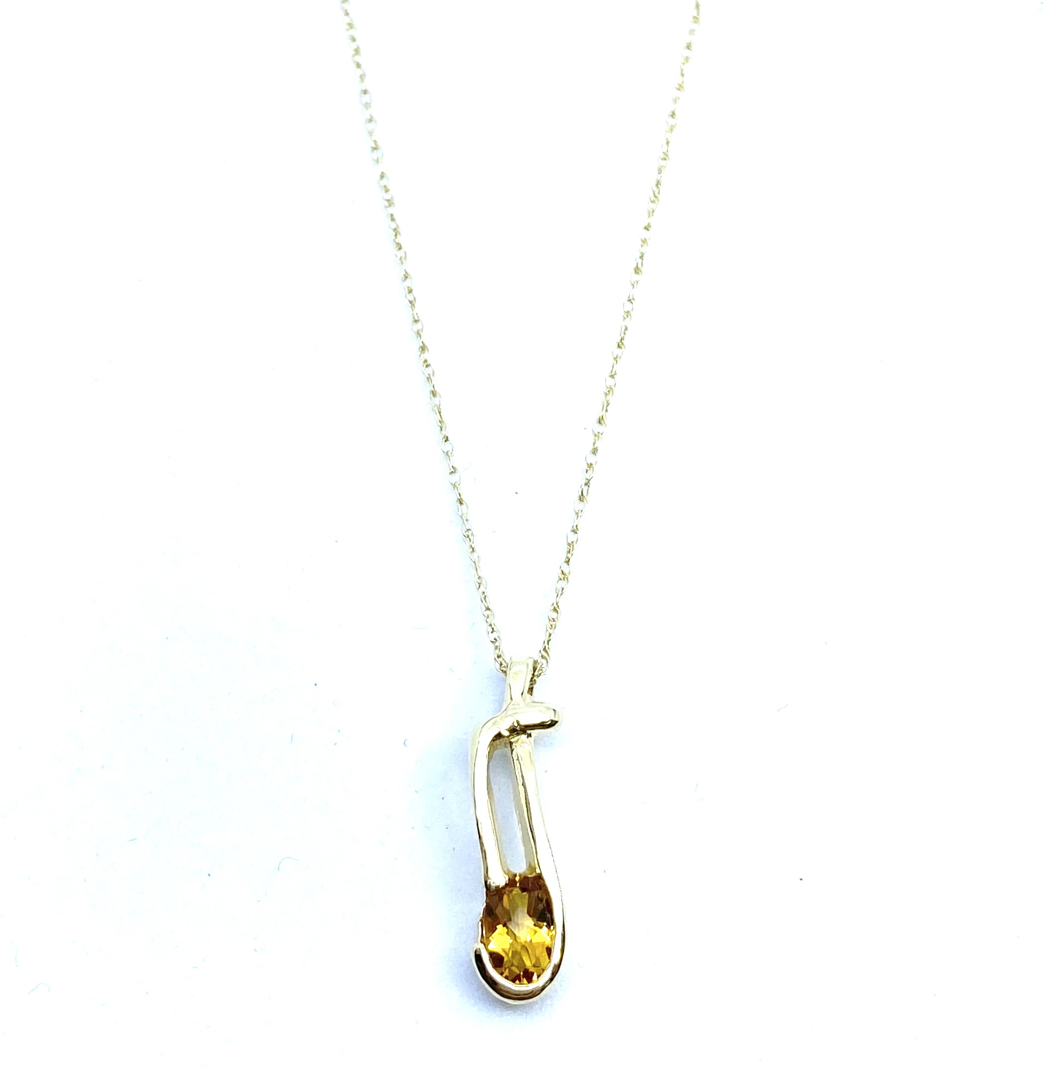 Pendentif pour femme en or 14k, citrine 5x3mm