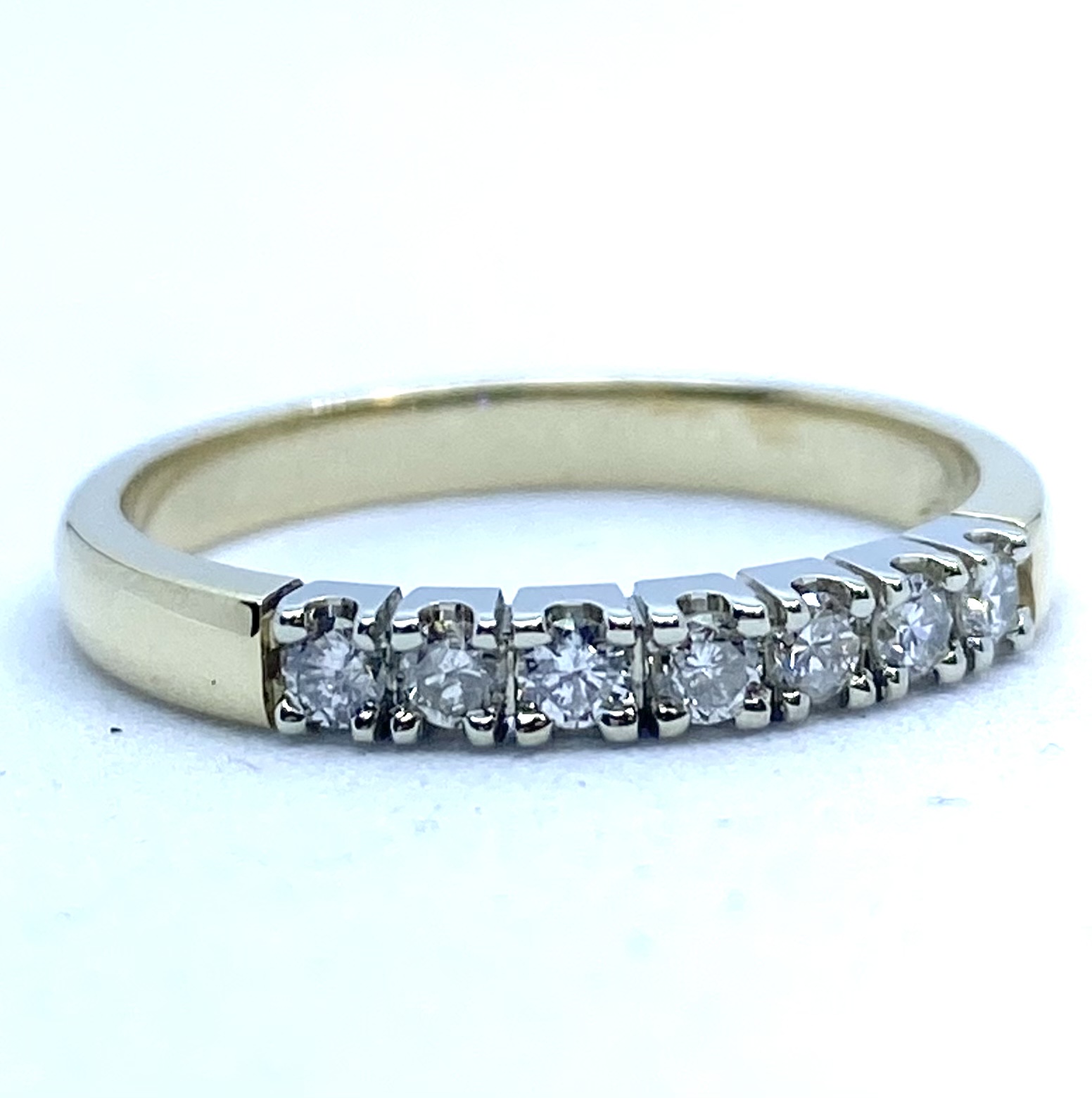 Bague pour femme en or 14K, 7 diamants pour 0.25 carat I-2/3, semi-éternité