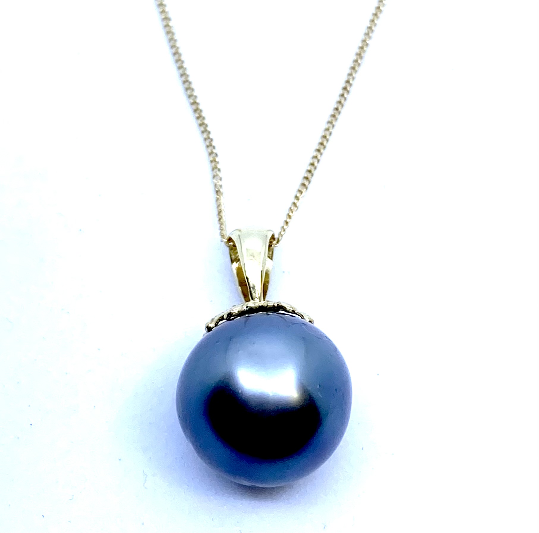 Pendentif pour femme en or 14k, perle de tahiti 13.5mm