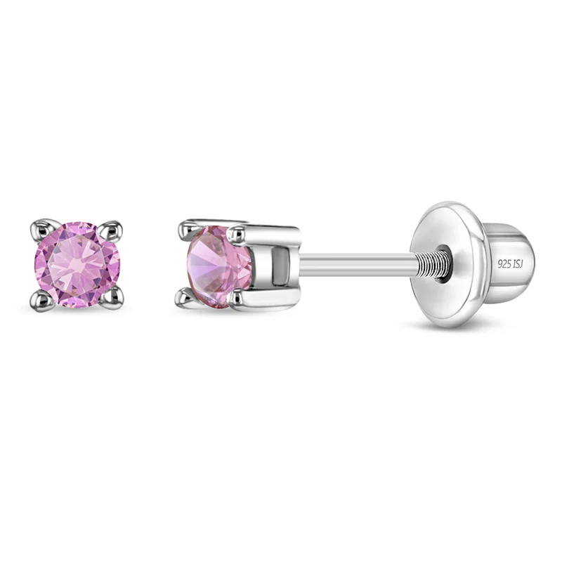 Boucles d'oreilles vissées pour enfant en argent 925, cubic zirconium - SS-03-00113 - In Season Jewelry
