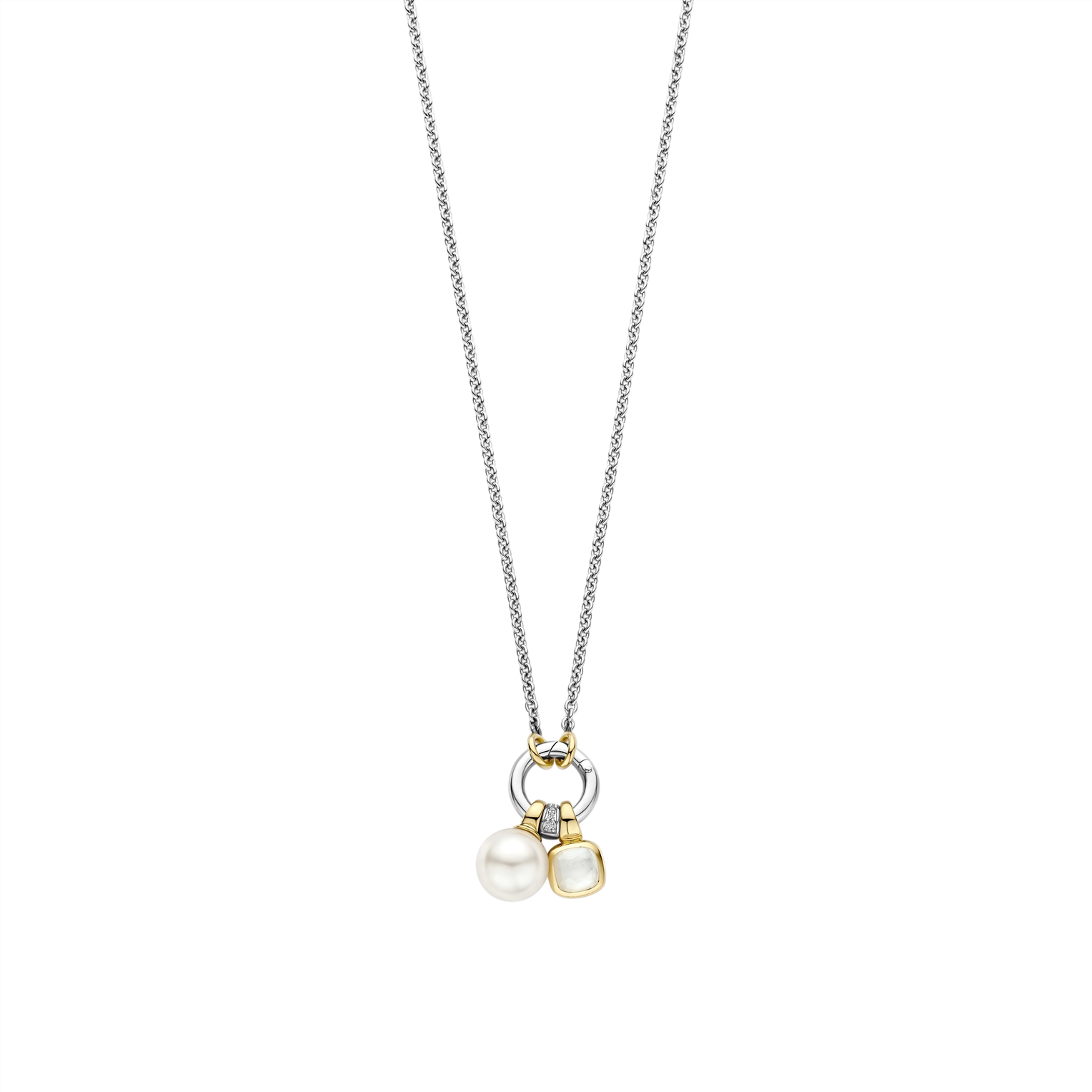Pendentif pour femme en argent 925, cubic zirconium, perle - 34114YP/42 - Ti Sento Milano
