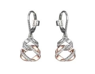Boucles d'oreilles argent 925 garnies de pierres, crochet, gourmette
