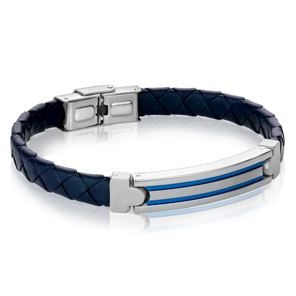 Bracelet pour homme en stainless et cuir
