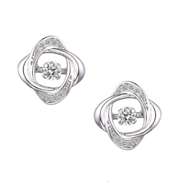 Boucles d'oreilles argent 925, pierre dansante