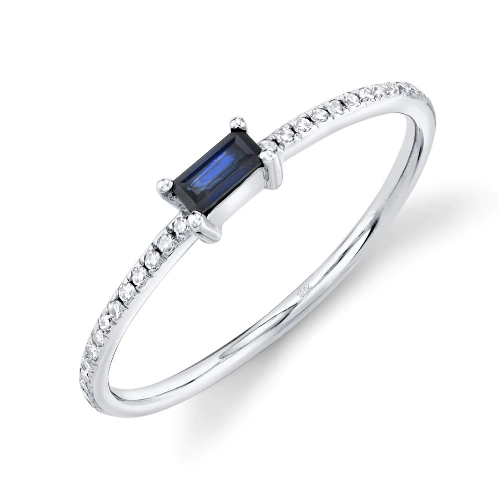Bague pour femme en or 14k, 0.08 carat de diamants SI, 0.17 carat de saphir - SC55009051 - Shy Creations