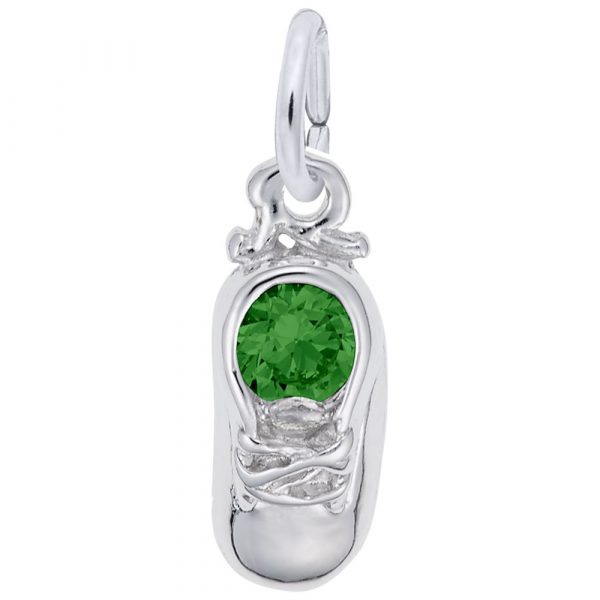 Pendentif en argent 925, soulier, pierre de naissance