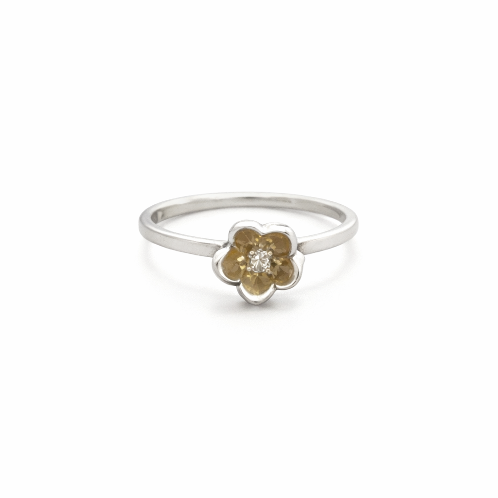 Bague pour femme en or 10k, 1 diamant pour 0.01 carat, fleur - BG0071 - Corona