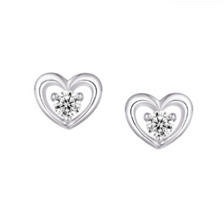 Boucles d'oreilles pour femme en argent 925, cubic zirconium, coeur - L270E - Legend