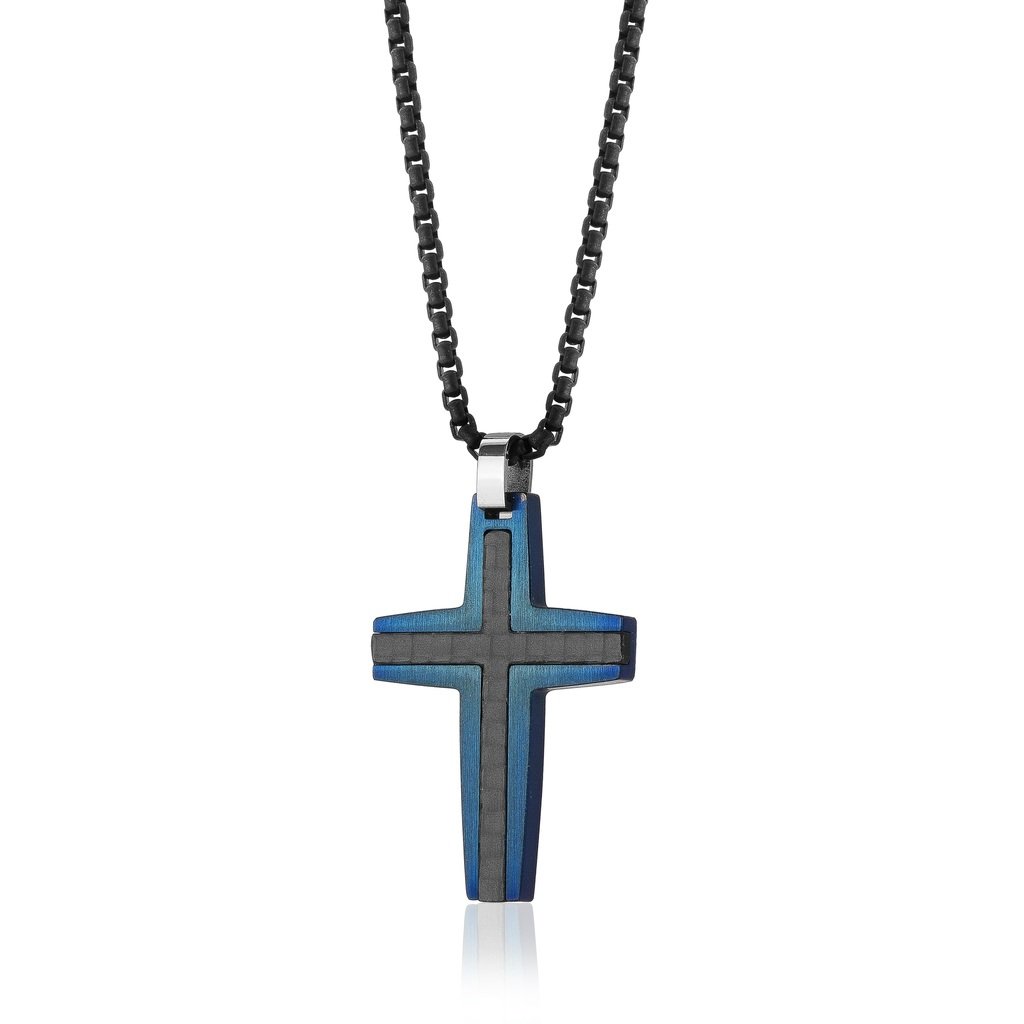 Pendentif pour homme en stainless et fibre de carbone, corix