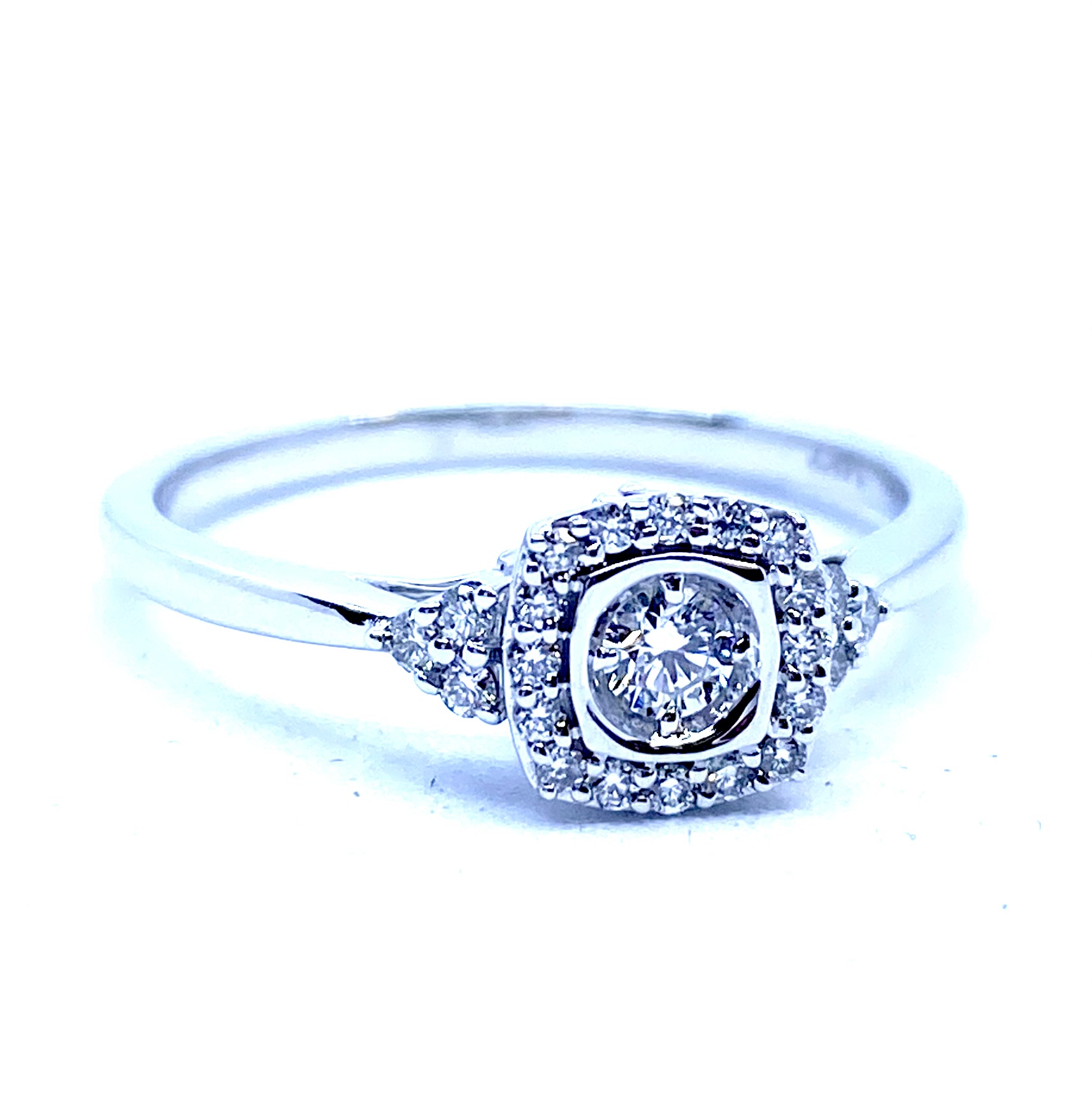 Bague pour femme en or 14k, 23 diamants pour 0.20 carat, 2 saphirs roses