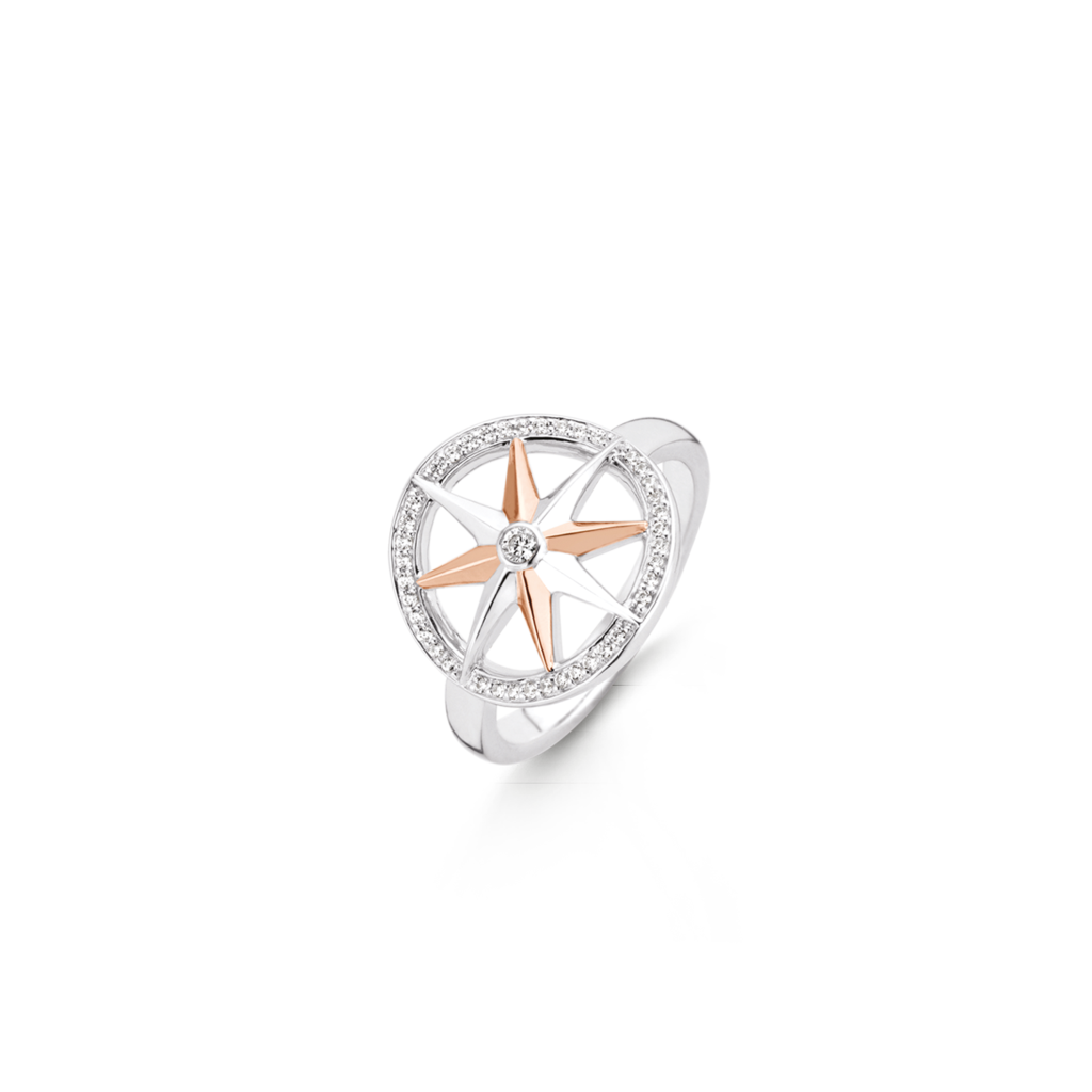 Bague argent 925, rose des vents