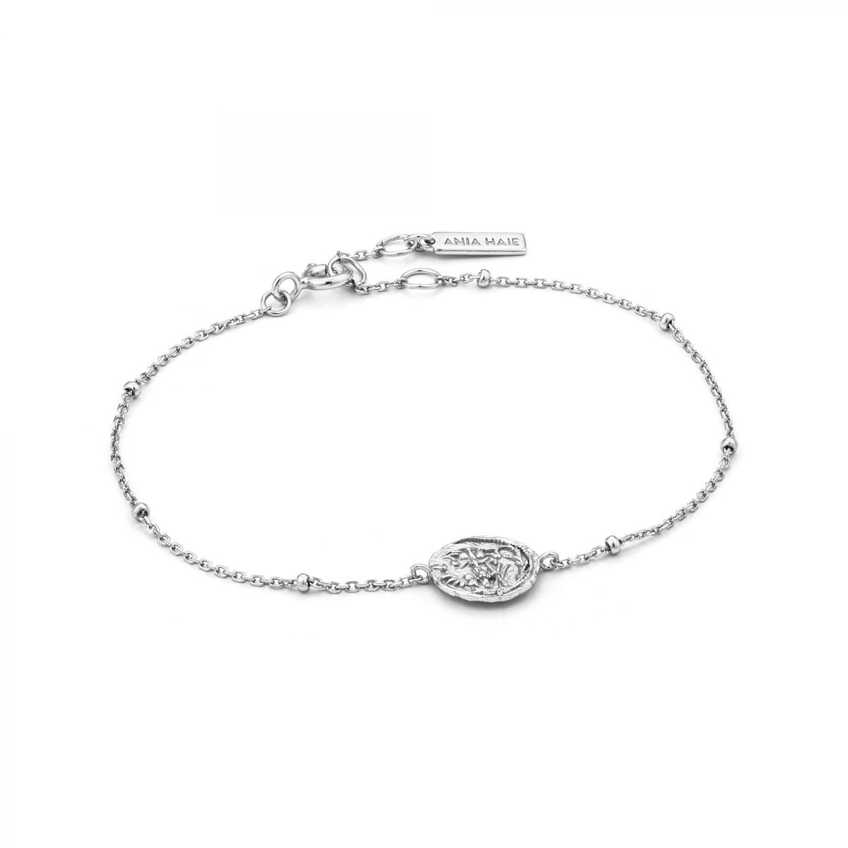 Bracelet argent 925, médaillon avec gravure, boules