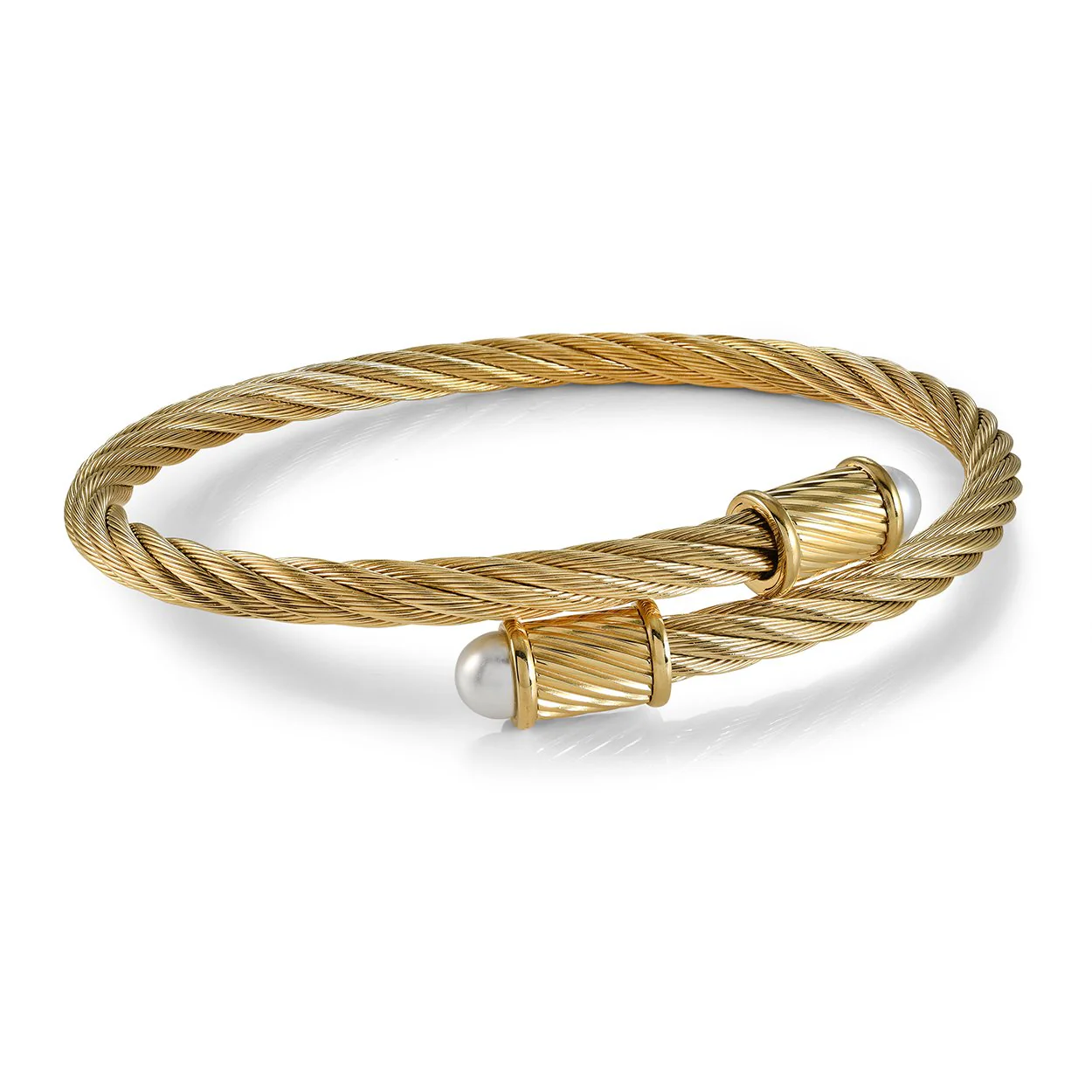 Bracelet rigide pour femme en stainless, perles synthétiques - SWBG117-GO - Italgem