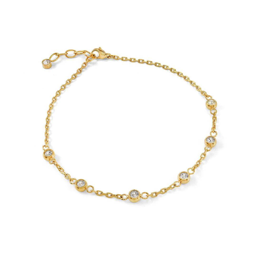 Chevillère pour femme en stainless, cubic zirconium - SWN120-GO-9 - Italgem