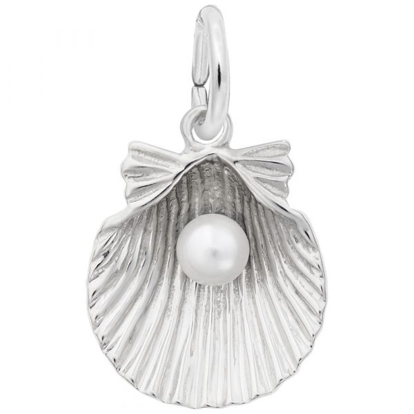 Pendentif en argent 925, coquillage avec perle