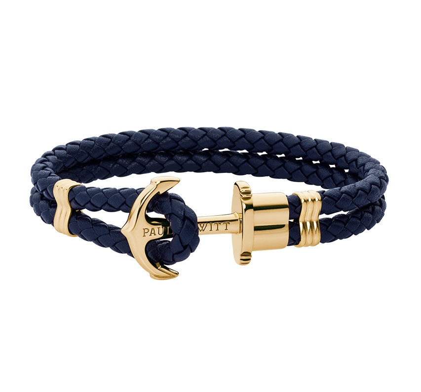Bracelet cuir / stainless double, ancre
