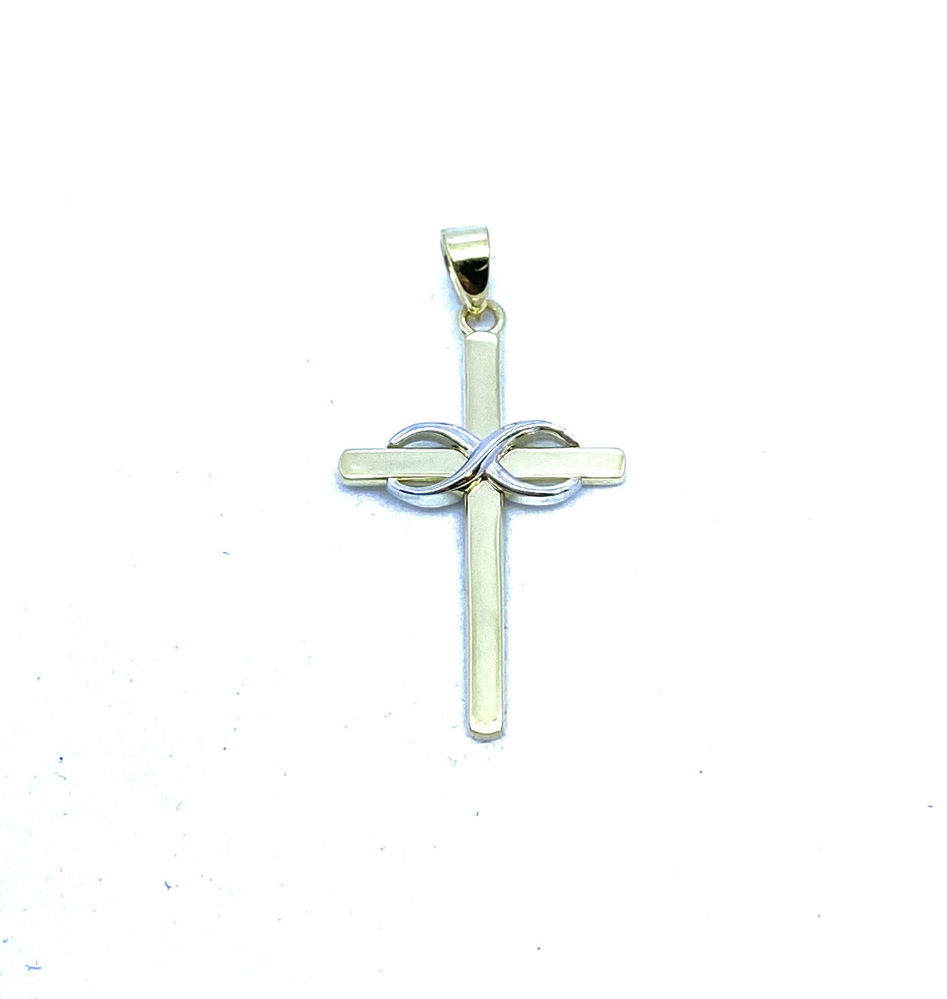 Pendentif en or 10k, croix, infini