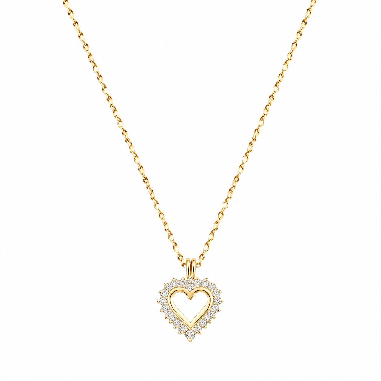 Pendentif pour femme en or 10k, 20 diamants naturels de taille simple pour 0.20 carat, coeur - PD431 - REC