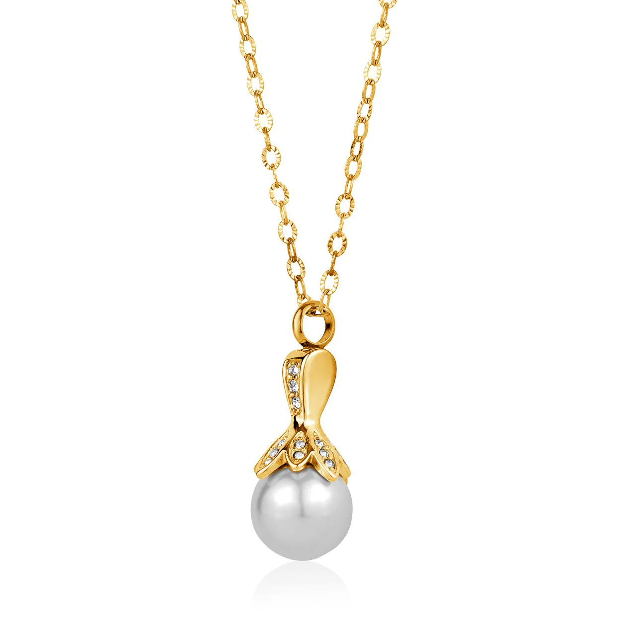 Pendentif pour femme en stainless, urne, cubic zirconium, perle - SU-20 - Italgem