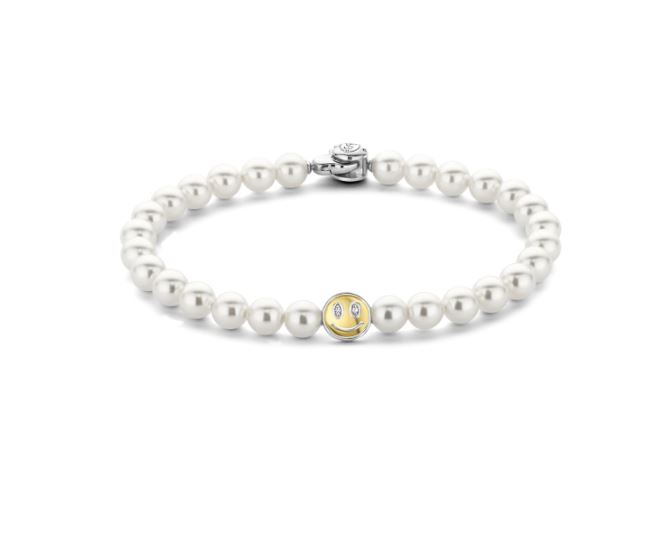 Bracelet de perles pour femme en argent 925, bonhomme sourire