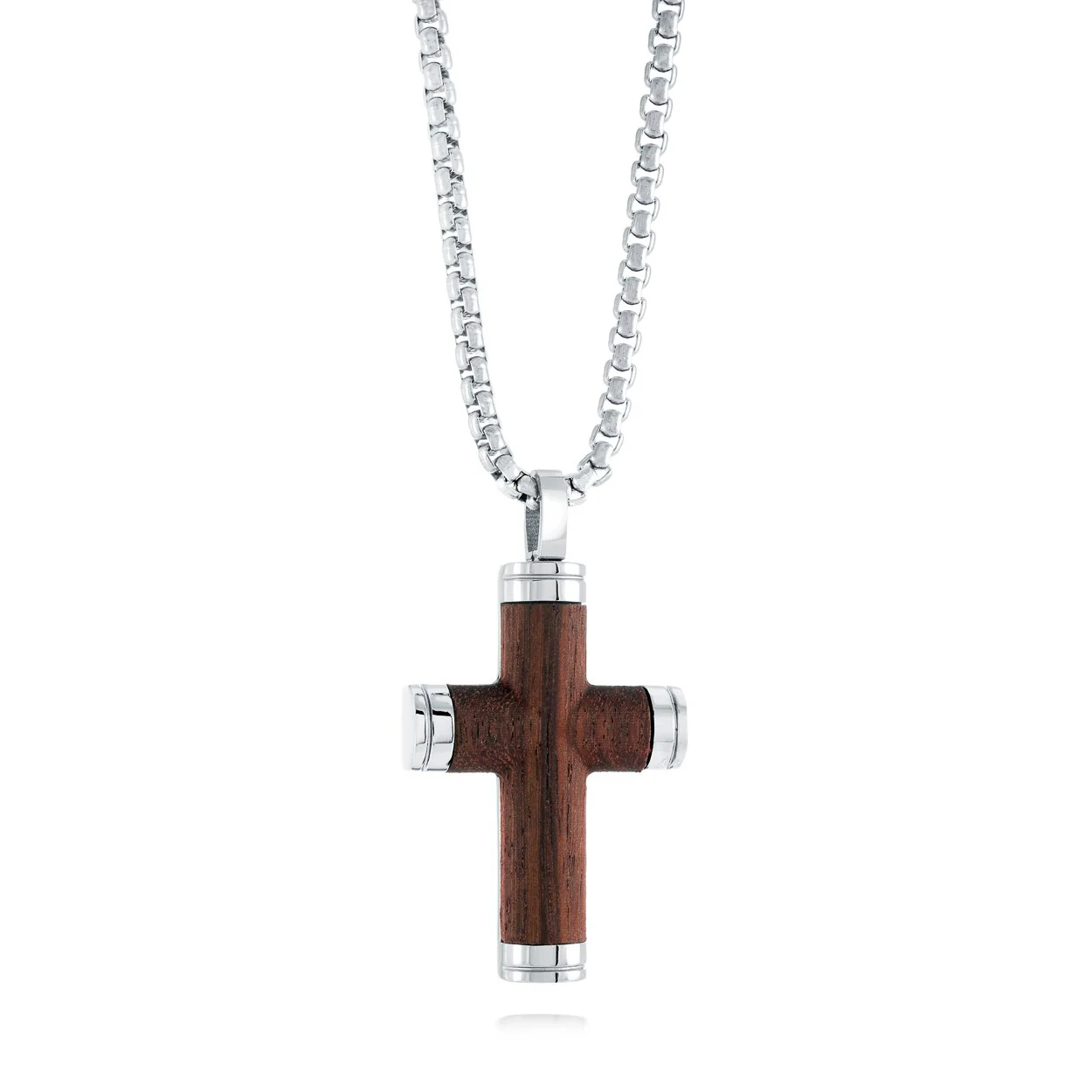 Pendentif pour homme en stainless et bois, croix - SC183-SI - Italgem