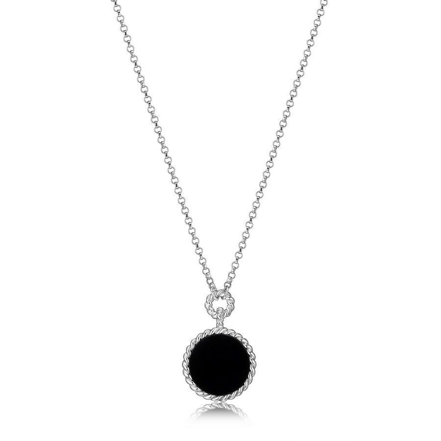 Pendentif pour femme en argent 925, agathe noire