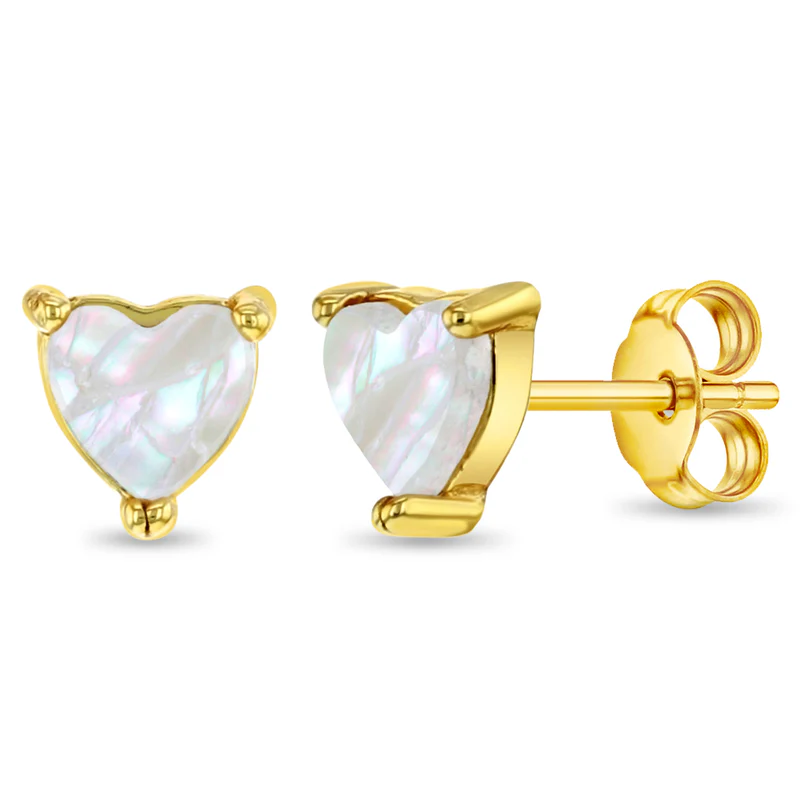 Boucles d'oreilles pour enfant en argent 925, nacre de perle, coeurs - SS-03-01082 - In Season Jewelry
