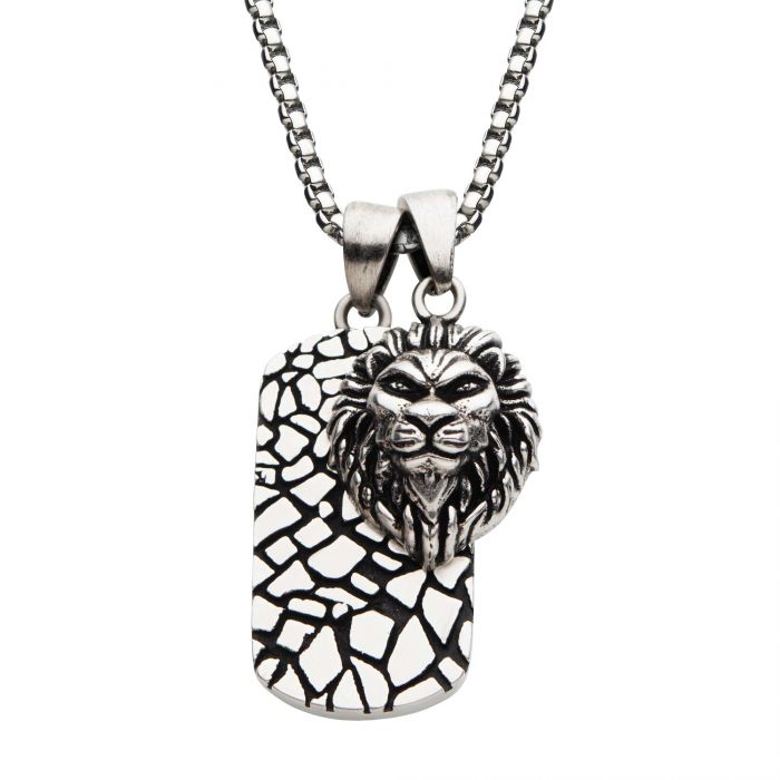 Pendentif pour homme en stainless, lion - SSP22665ASNK - Inox