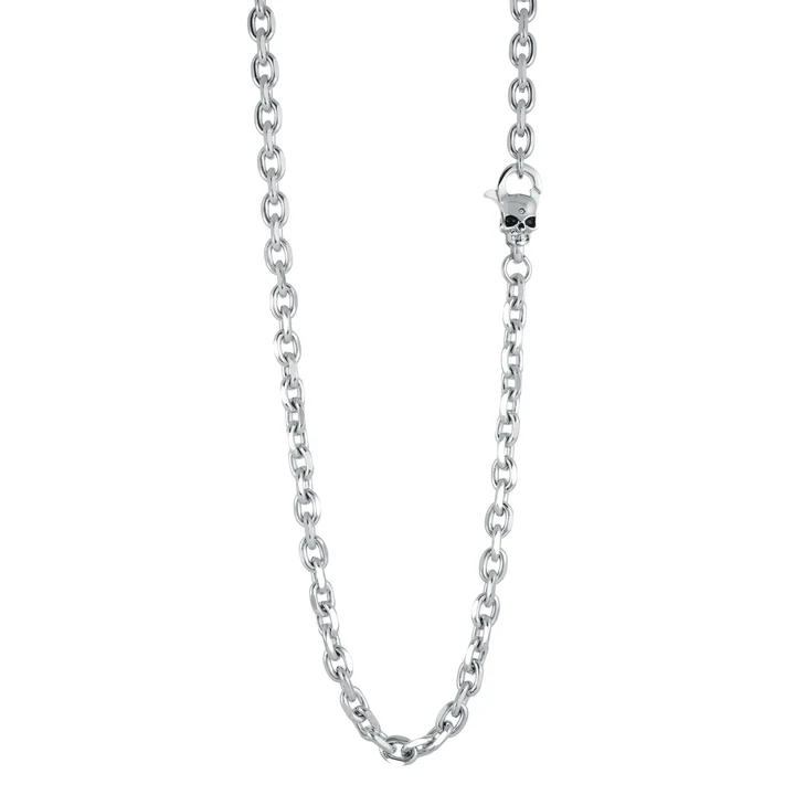 Chaine pour homme en stainless, rolo, tête de mort