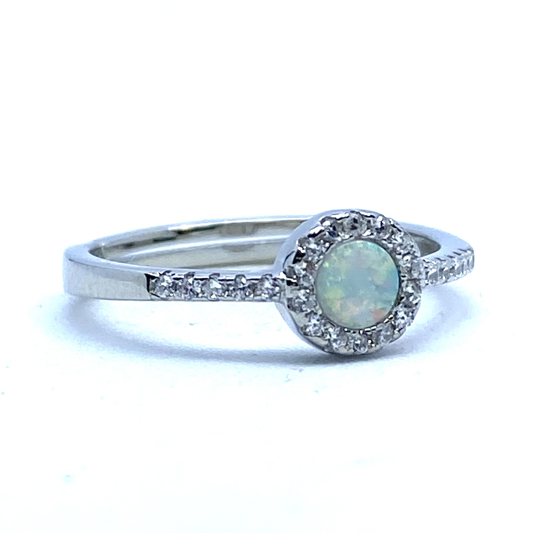 Bague pour femme en argent 925, zircons, opale